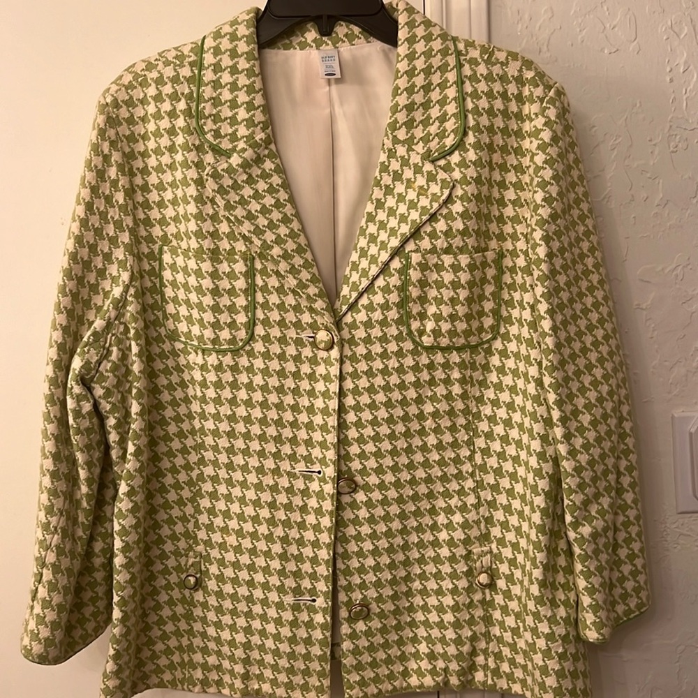 Vintage Old Navy Green Houndstooth Blazer